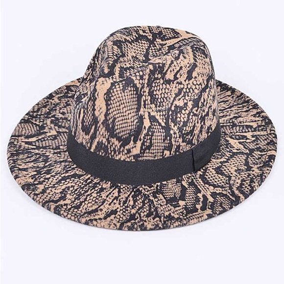 Wide Brim Snake Printed Felt Fedora Hat main image 6